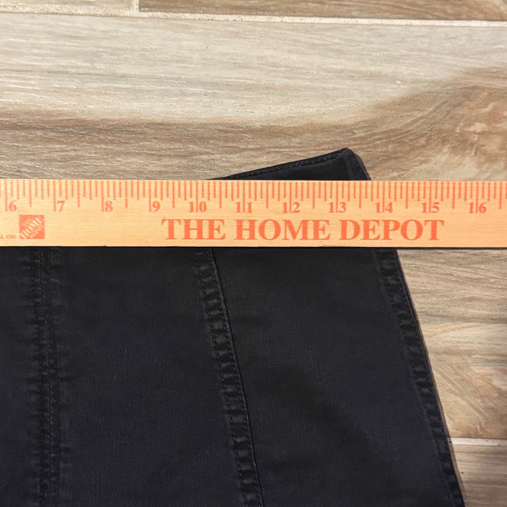 Free People Black Denim Mini Skirt High Waisted Seamed Size 6 OB403212 - Picture 4 of 6